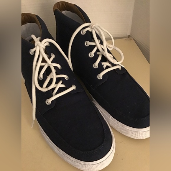 Polo By Ralph Lauren men blue canvas leather High top sneaker size 12 medium - Picture 4 of 11